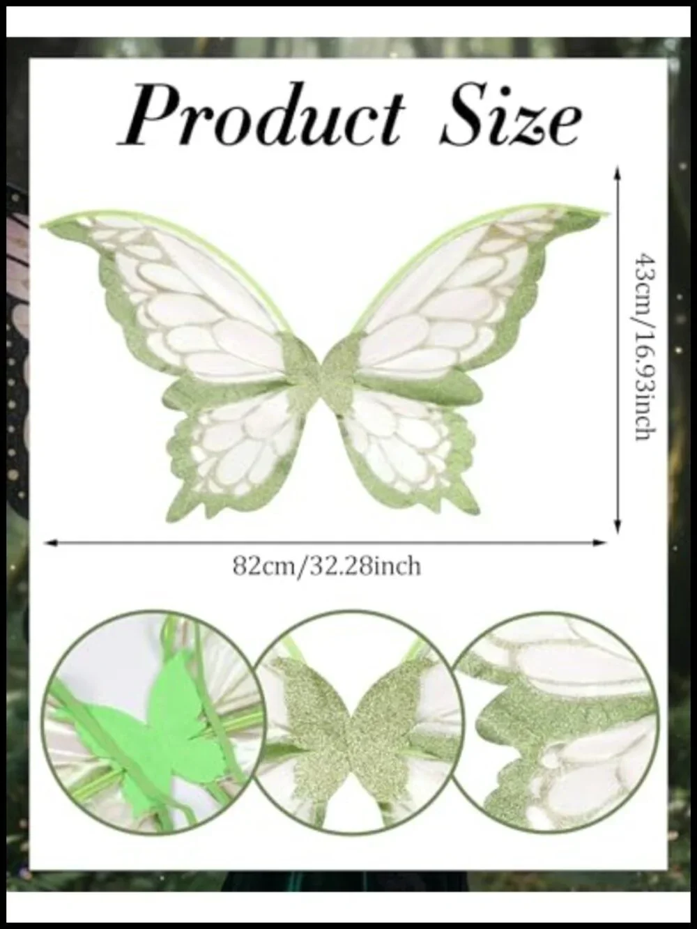 Fairy Wings Costume Set with Flower Crown Elf Ears Wand 5 PCS Organza Halloween